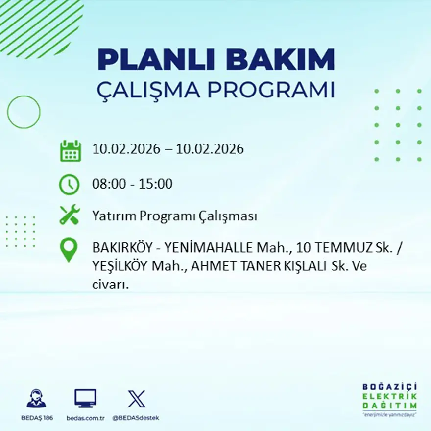 Akşam saatlerine kadar sürecek! İstanbul'un 22 ilçesinde elektrik kesintisi: 9 saat sürecek (10 Şubat BEDAŞ elektrik kesintisi) 62