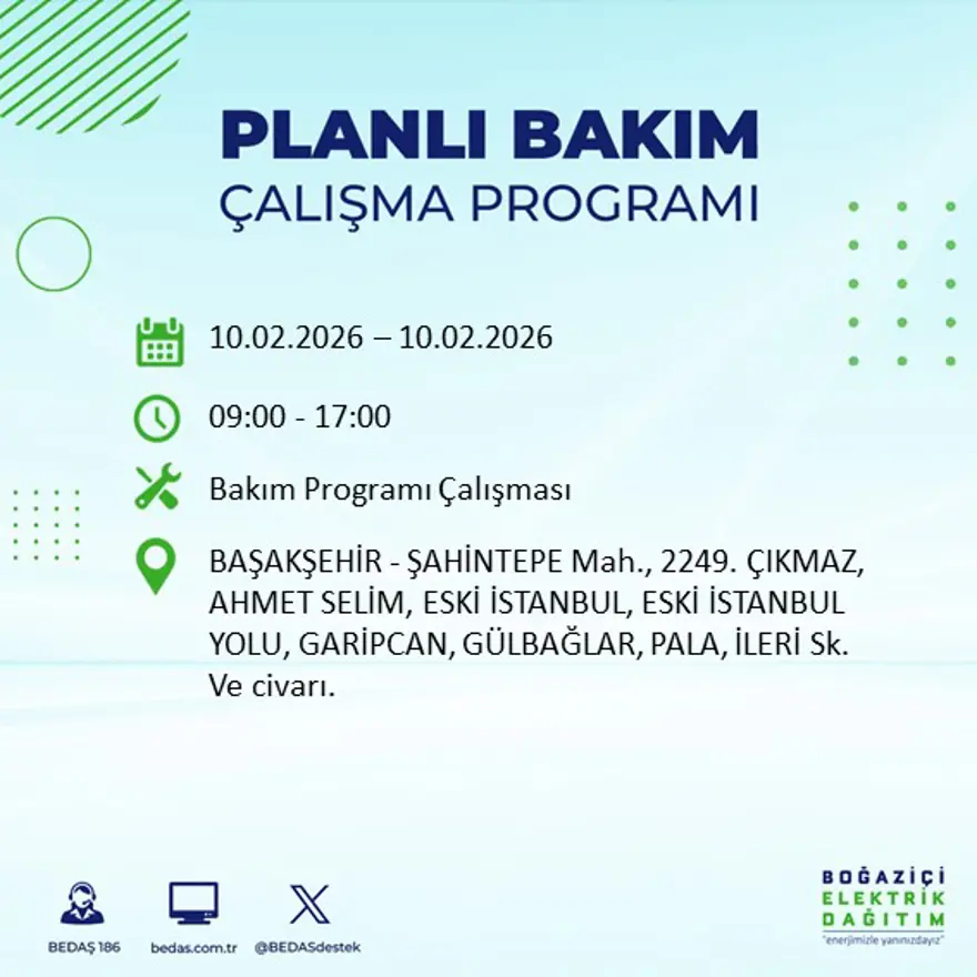 Akşam saatlerine kadar sürecek! İstanbul'un 22 ilçesinde elektrik kesintisi: 9 saat sürecek (10 Şubat BEDAŞ elektrik kesintisi) 45