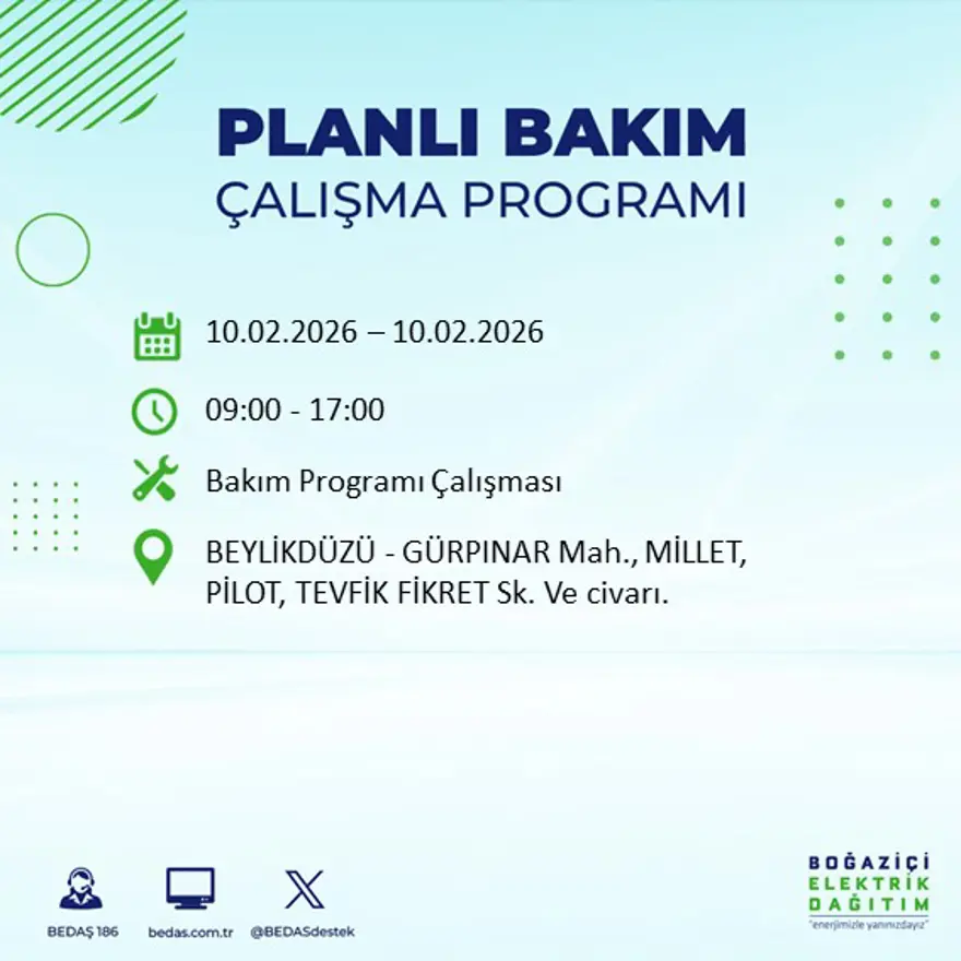Akşam saatlerine kadar sürecek! İstanbul'un 22 ilçesinde elektrik kesintisi: 9 saat sürecek (10 Şubat BEDAŞ elektrik kesintisi) 74