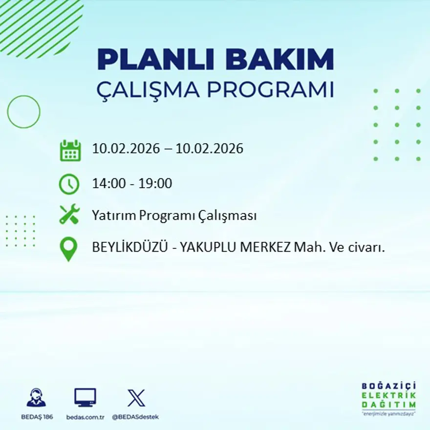 Akşam saatlerine kadar sürecek! İstanbul'un 22 ilçesinde elektrik kesintisi: 9 saat sürecek (10 Şubat BEDAŞ elektrik kesintisi) 92