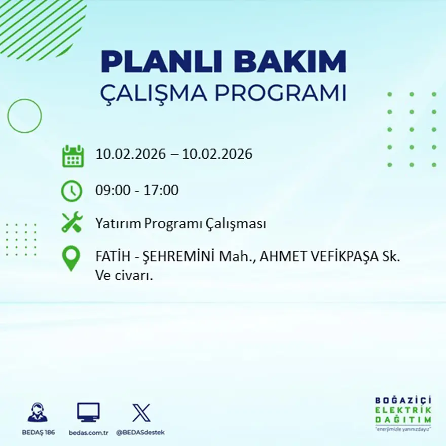 Akşam saatlerine kadar sürecek! İstanbul'un 22 ilçesinde elektrik kesintisi: 9 saat sürecek (10 Şubat BEDAŞ elektrik kesintisi) 87