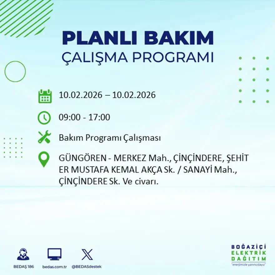 Akşam saatlerine kadar sürecek! İstanbul'un 22 ilçesinde elektrik kesintisi: 9 saat sürecek (10 Şubat BEDAŞ elektrik kesintisi) 52