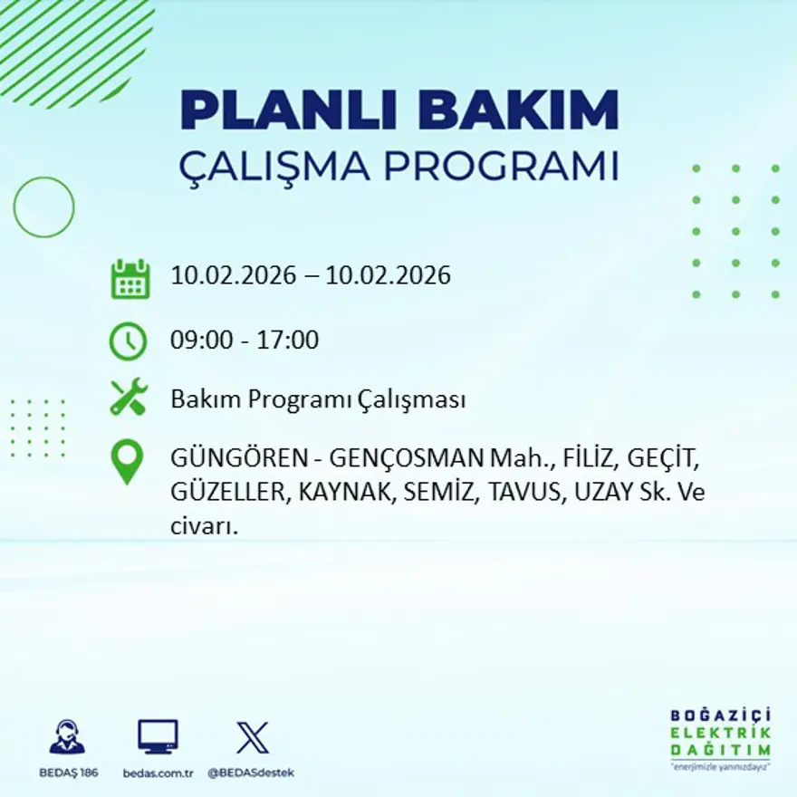 Akşam saatlerine kadar sürecek! İstanbul'un 22 ilçesinde elektrik kesintisi: 9 saat sürecek (10 Şubat BEDAŞ elektrik kesintisi) 63