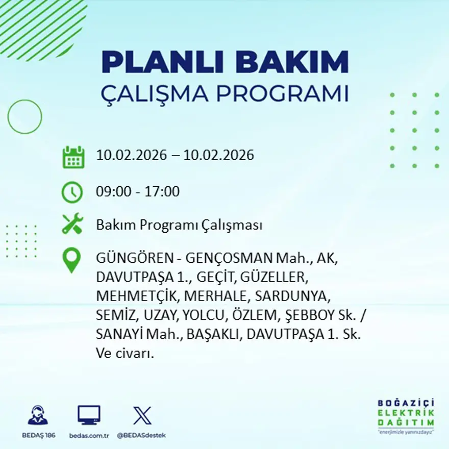 Akşam saatlerine kadar sürecek! İstanbul'un 22 ilçesinde elektrik kesintisi: 9 saat sürecek (10 Şubat BEDAŞ elektrik kesintisi) 30