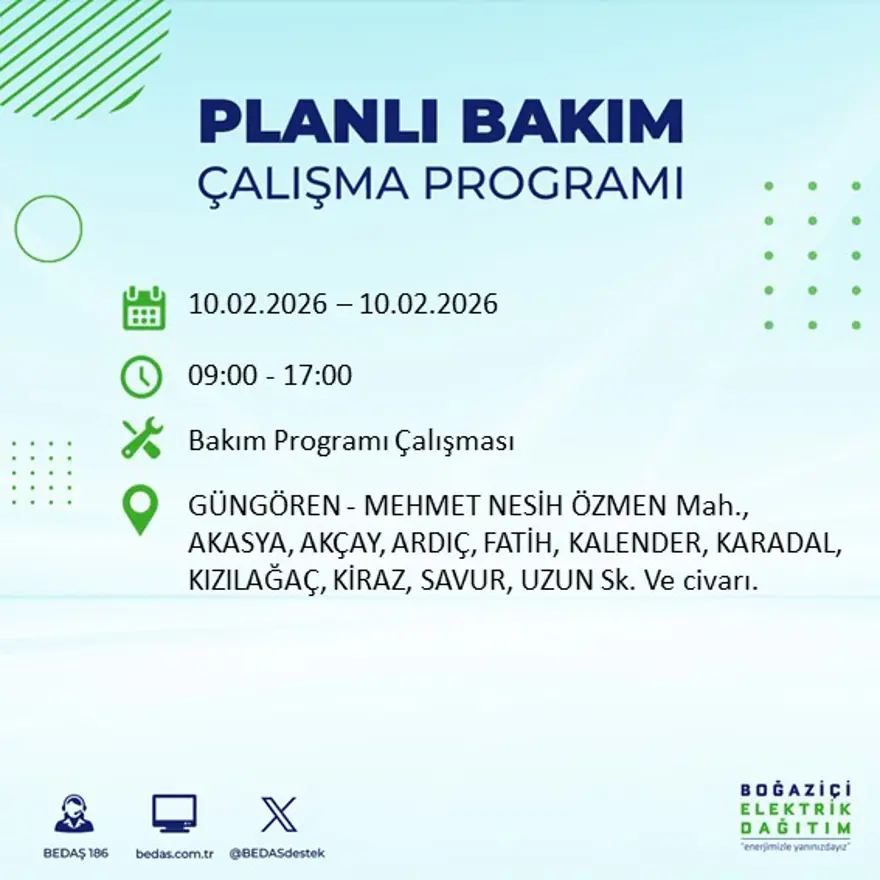 Akşam saatlerine kadar sürecek! İstanbul'un 22 ilçesinde elektrik kesintisi: 9 saat sürecek (10 Şubat BEDAŞ elektrik kesintisi) 48