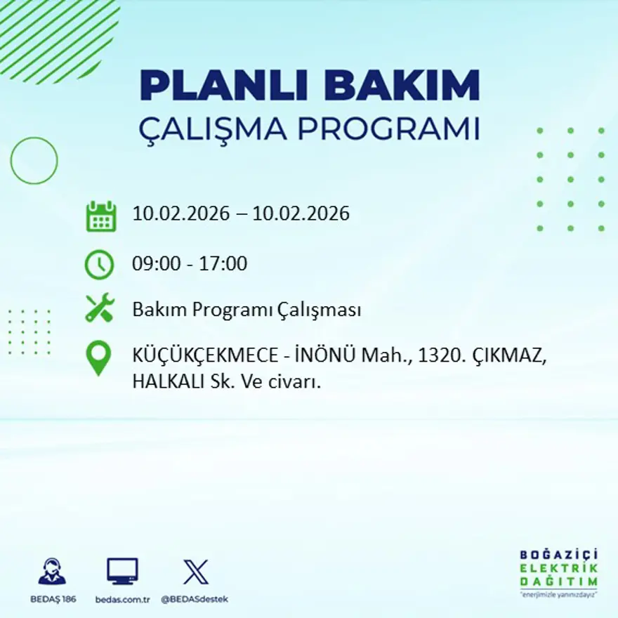 Akşam saatlerine kadar sürecek! İstanbul'un 22 ilçesinde elektrik kesintisi: 9 saat sürecek (10 Şubat BEDAŞ elektrik kesintisi) 77