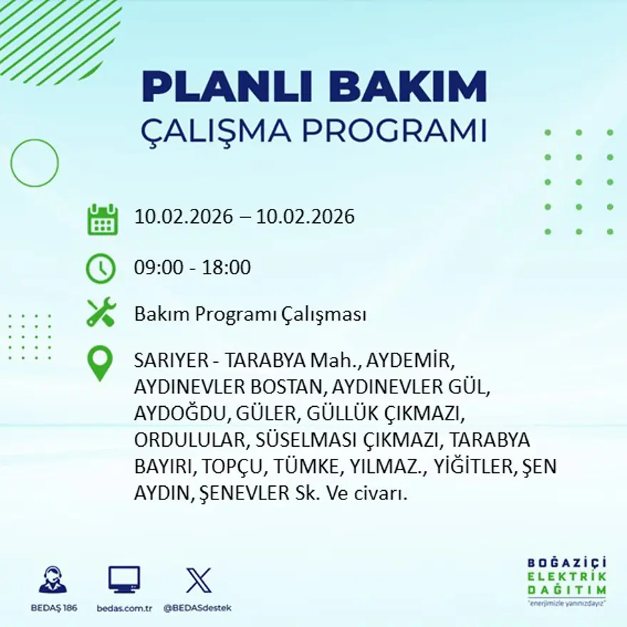 Akşam saatlerine kadar sürecek! İstanbul'un 22 ilçesinde elektrik kesintisi: 9 saat sürecek (10 Şubat BEDAŞ elektrik kesintisi) 25