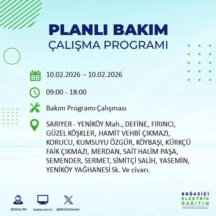 Akşam saatlerine kadar sürecek! İstanbul'un 22 ilçesinde elektrik kesintisi: 9 saat sürecek (10 Şubat BEDAŞ elektrik kesintisi) 23