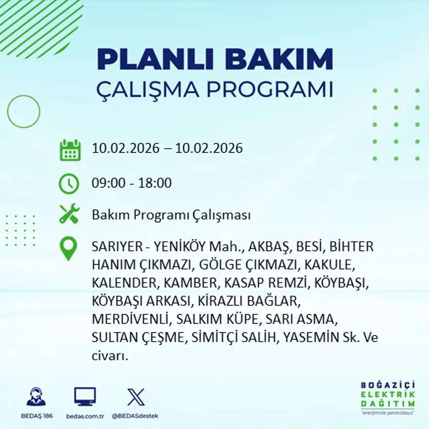 Akşam saatlerine kadar sürecek! İstanbul'un 22 ilçesinde elektrik kesintisi: 9 saat sürecek (10 Şubat BEDAŞ elektrik kesintisi) 21