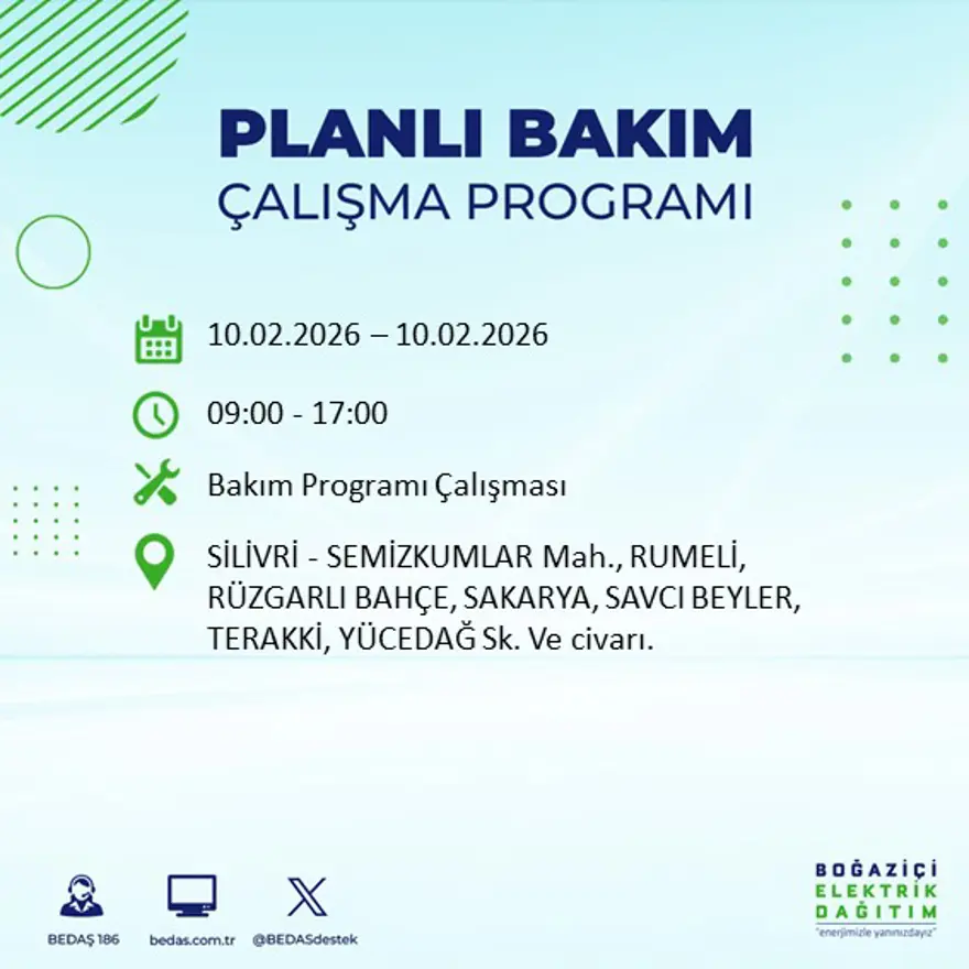 Akşam saatlerine kadar sürecek! İstanbul'un 22 ilçesinde elektrik kesintisi: 9 saat sürecek (10 Şubat BEDAŞ elektrik kesintisi) 54