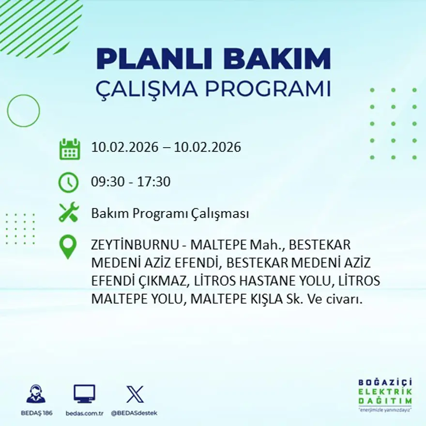 Akşam saatlerine kadar sürecek! İstanbul'un 22 ilçesinde elektrik kesintisi: 9 saat sürecek (10 Şubat BEDAŞ elektrik kesintisi) 35