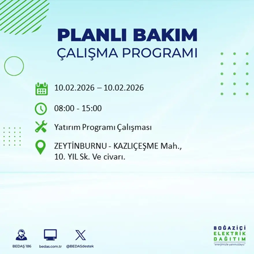 Akşam saatlerine kadar sürecek! İstanbul'un 22 ilçesinde elektrik kesintisi: 9 saat sürecek (10 Şubat BEDAŞ elektrik kesintisi) 89