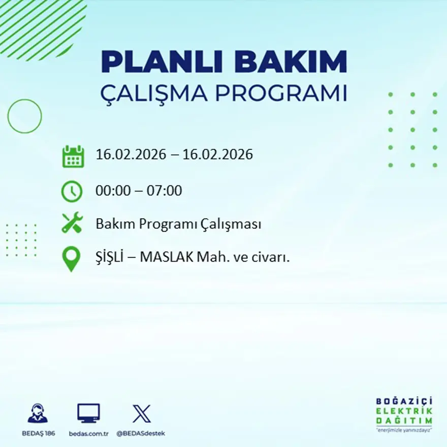 İstanbul'un 18 ilçesi yarın karanlıkta kalacak: Birçok ilçede 8 saat elektrik kesintisi yaşanacak (16 Şubat BEDAŞ kesinti programı) 61