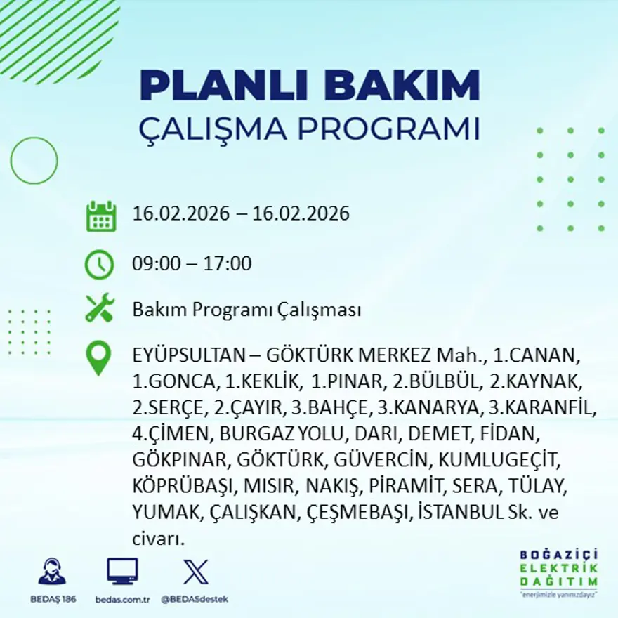 İstanbul'un 18 ilçesi yarın karanlıkta kalacak: Birçok ilçede 8 saat elektrik kesintisi yaşanacak (16 Şubat BEDAŞ kesinti programı) 5