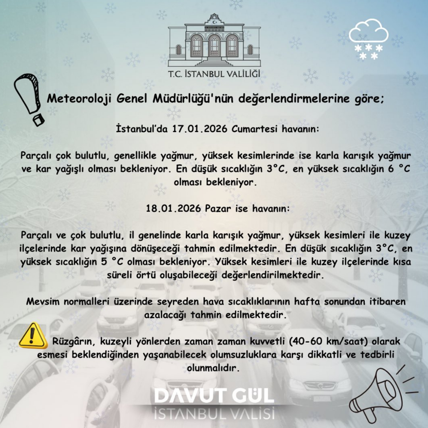 İstanbul'da kar yağışı. Hava durumu nasıl olacak? 6 derece birden azalacak 3