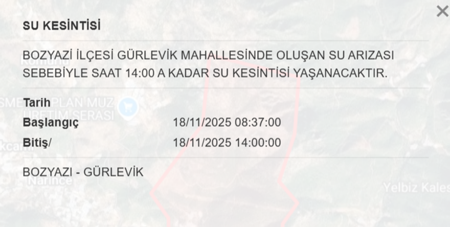 Mersin'in birçok ilçesinde su kesintisi yaşanacak (18 Kasım MESKİ su kesintisi programı) 12