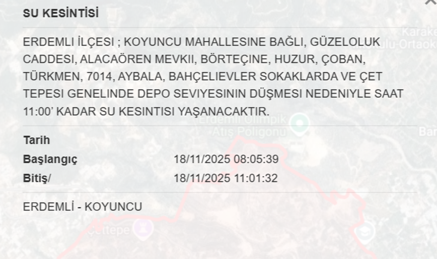 Mersin'in birçok ilçesinde su kesintisi yaşanacak (18 Kasım MESKİ su kesintisi programı) 3
