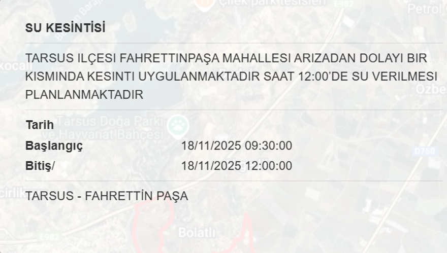 Mersin'in birçok ilçesinde su kesintisi yaşanacak (18 Kasım MESKİ su kesintisi programı) 9