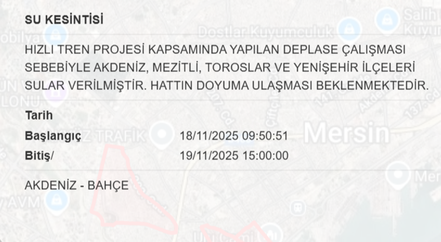 Mersin'in 9 ilçesinde su kesintisi yaşanacak (19 Kasım MESKİ su kesintisi programı) 9