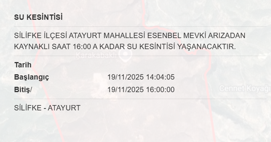 Mersin'in 9 ilçesinde su kesintisi yaşanacak (19 Kasım MESKİ su kesintisi programı) 12
