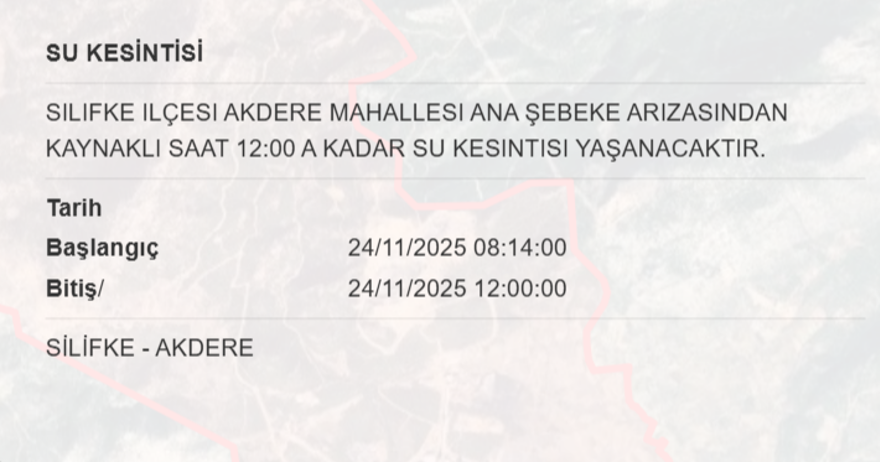 Mersin'in birçok ilçesinde su kesintisi yaşanacak: 10 saat su kesintisi (24 Kasım MESKİ su kesintisi programı) 7