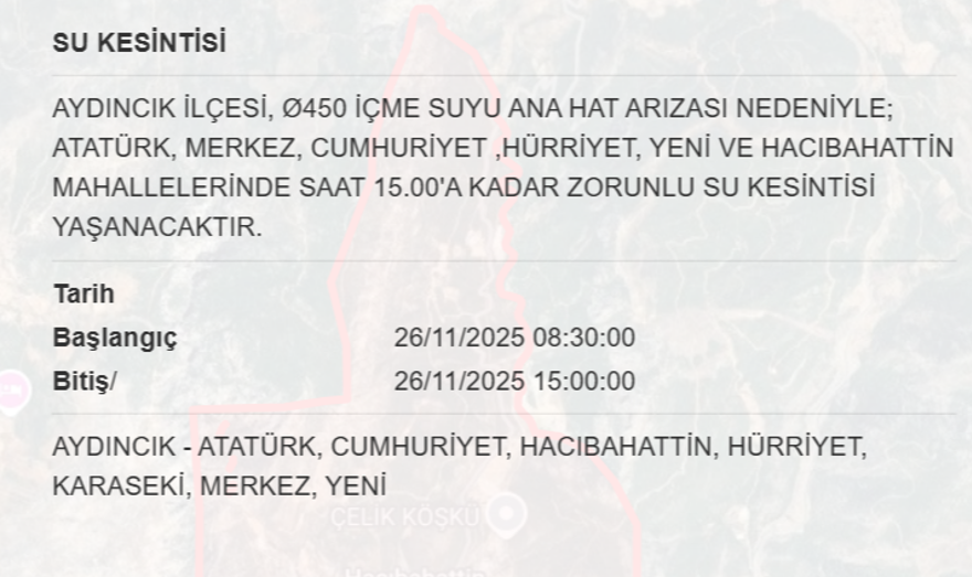 Mersin'in birçok ilçesinde su kesintisi yaşanacak: 6 saat sürecek (26 Kasım MESKİ su kesintisi programı) 1