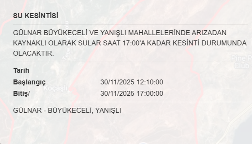 Mersin'in 4 ilçesinde su kesintisi yaşanacak: 11 saat sürecek (30 KASIM MESKİ kesintisi programı) 4