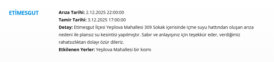 Akşam saatlerine kadar sürecek: Ankara'nın birçok ilçesinde su kesintisi başladı (3 Aralık ASKİ su kesintisi programı) 2
