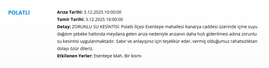 Akşam saatlerine kadar sürecek: Ankara'nın birçok ilçesinde su kesintisi başladı (3 Aralık ASKİ su kesintisi programı) 4
