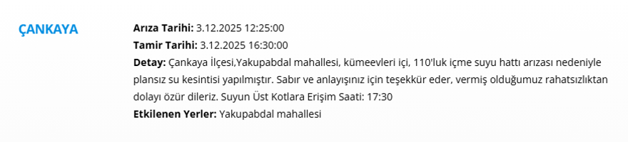 Akşam saatlerine kadar sürecek: Ankara'nın birçok ilçesinde su kesintisi başladı (3 Aralık ASKİ su kesintisi programı) 6