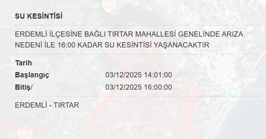 Mersin'de yaşayanlar dikkat: Birçok ilçede 8 saat su kesintisi yaşanacak (3 Aralık MESKİ su kesintisi programı) 10
