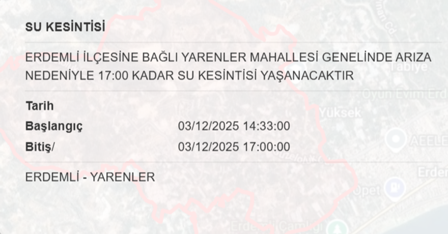 Mersin'de yaşayanlar dikkat: Birçok ilçede 8 saat su kesintisi yaşanacak (3 Aralık MESKİ su kesintisi programı) 8