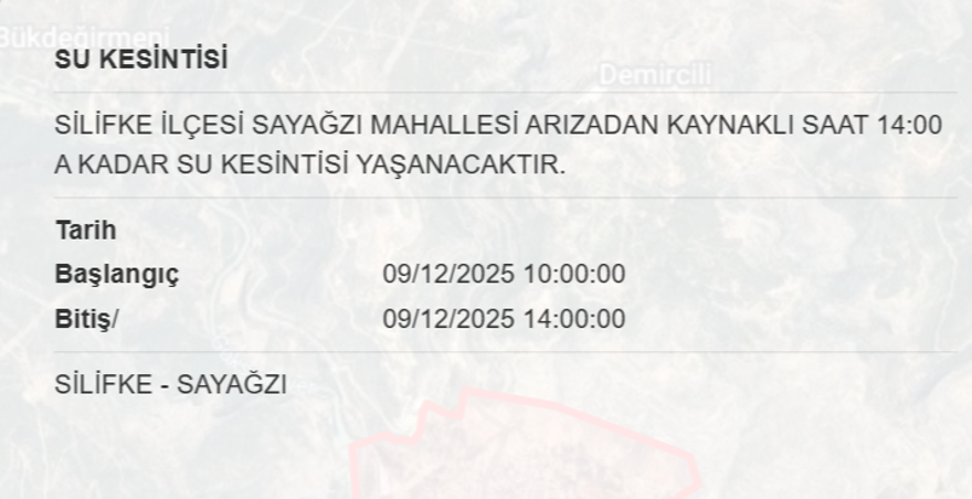 Mersin'in 6 ilçesinde su kesintisi yaşanacak, 8 saat sürecek (9 Aralık MESKİ su kesintisi programı) 8