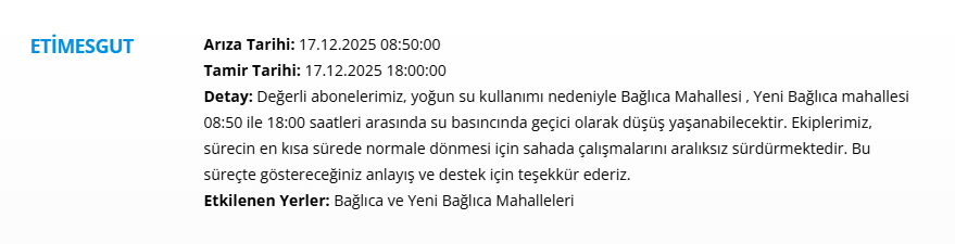 Ankara'da 9 saat su kesintisi yaşanacak. 17 Aralık 2025 ASKİ su kesintisi programı - 6