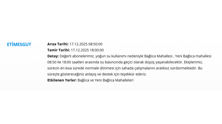 Ankara'da 9 saat su kesintisi yaşanacak. 17 Aralık 2025 ASKİ su kesintisi programı - 6