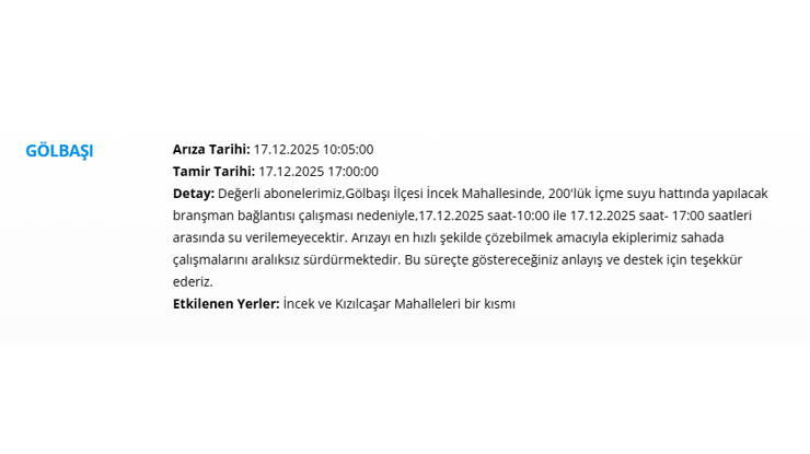 Ankara'da 9 saat su kesintisi yaşanacak. 17 Aralık 2025 ASKİ su kesintisi programı - 4