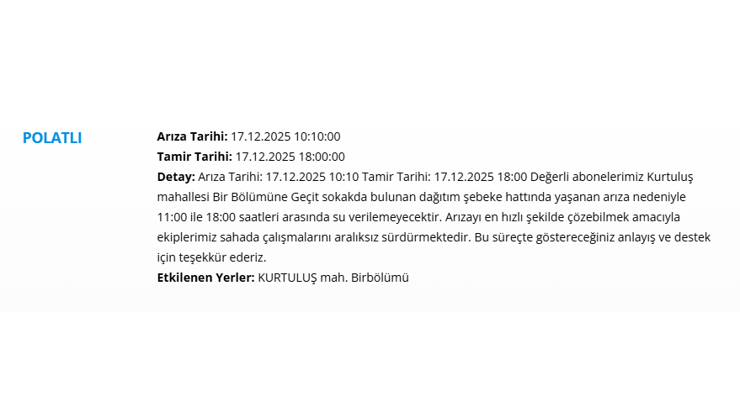 Ankara'da 9 saat su kesintisi yaşanacak. 17 Aralık 2025 ASKİ su kesintisi programı - 5