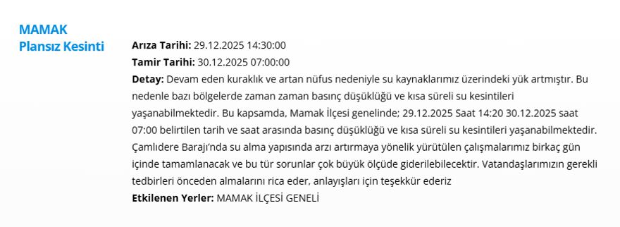 Ankara'nın 8 ilçesinde su kesintisi: 17 saat su kesintisi yaşanacak (29 Aralık 2025 ASKİ su kesintisi programı) 3