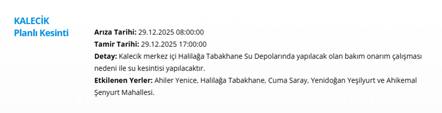 Ankara'nın 8 ilçesinde su kesintisi: 17 saat su kesintisi yaşanacak (29 Aralık 2025 ASKİ su kesintisi programı) 7