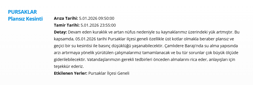 Ankara'nın 11 ilçesinde su kesintisi: Gece saatlerine kadar su kesintisi yaşanacak (5 Ocak 2025 ASKİ su kesintisi programı) 8