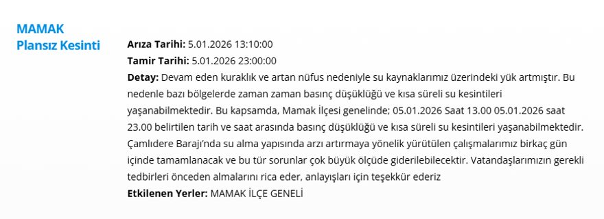 Ankara'nın 11 ilçesinde su kesintisi: Gece saatlerine kadar su kesintisi yaşanacak (5 Ocak 2025 ASKİ su kesintisi programı) 5