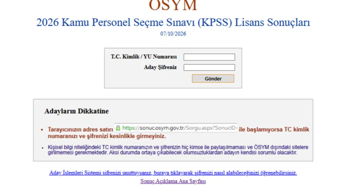 KPSS lisans sınavı sonuçları sorgulama 2026: KPSS lisans sonuçları açıklandı, nasıl sorgulanır?