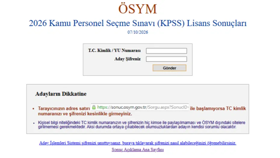 KPSS lisans sınavı sonuçları sorgulama 2026: KPSS lisans sonuçları açıklandı, nasıl sorgulanır?
