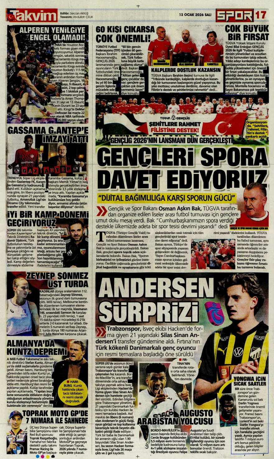 "Aslan'a Ruiz'de dev rakip" (13 Ocak 2026 spor manşetleri) 3