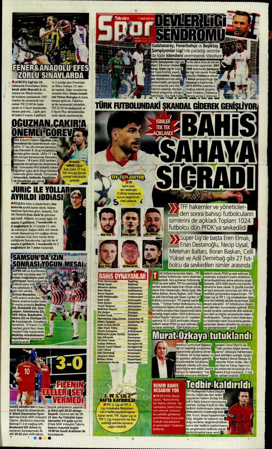 "Osimhen'e niyet, Singo'ya kısmet" (11 Kasım 2025 spor manşetleri) 6