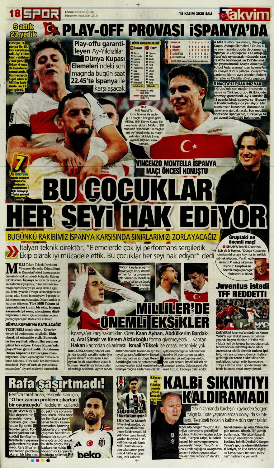 "Fenerbahçe'de Ocak operasyonu" (18 Kasım 2025 spor manşetleri) 13