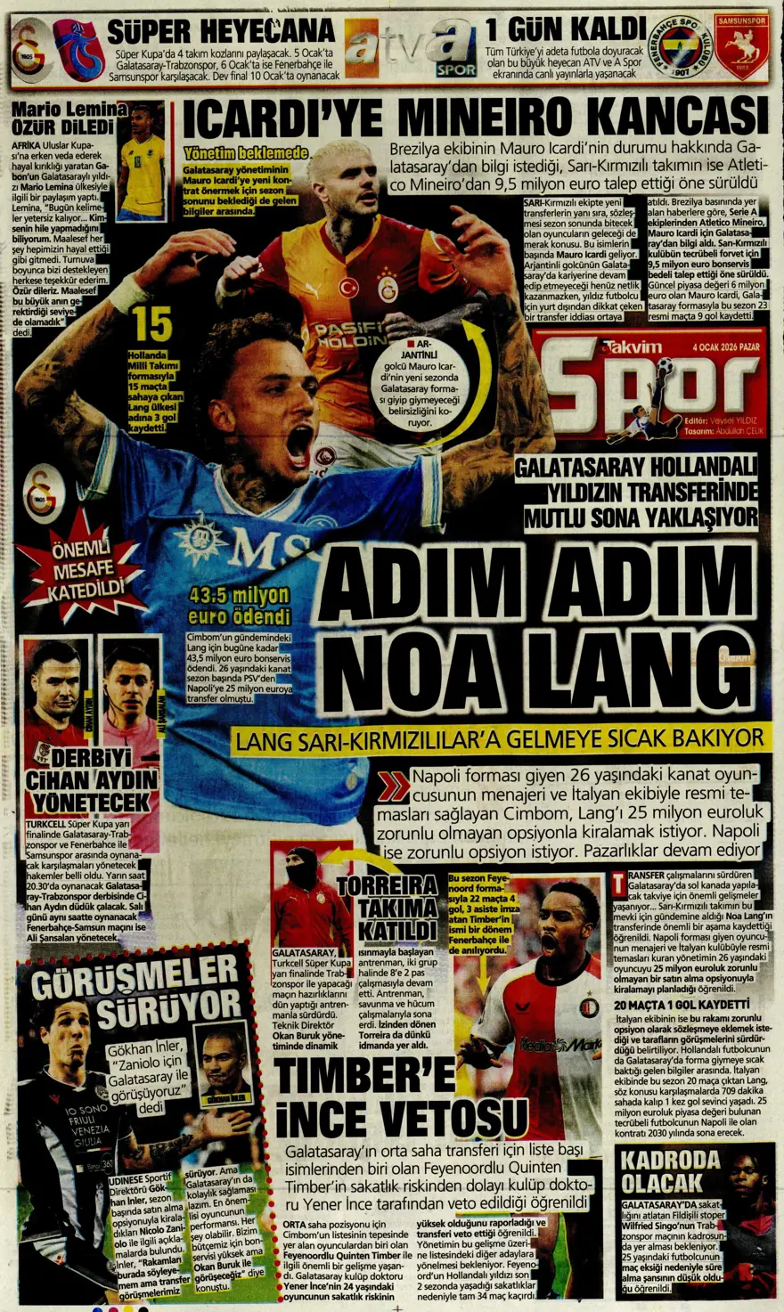 Fenerbahçe'de Guendouzi sürprizi (4 Ocak 2026 spor manşetleri) 17 Fenerbahçe'de Guendouzi sürprizi (4 Ocak 2026 spor manşetleri) 17