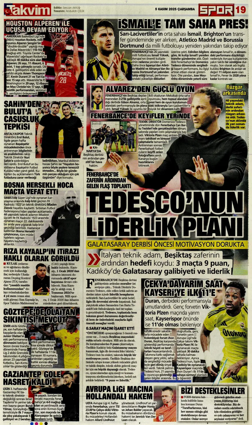 "Devler Ligi'nde Aslan gecesi" (5 Kasım 2025 spor manşetleri) 18 "Devler Ligi'nde Aslan gecesi" (5 Kasım 2025 spor manşetleri) 18