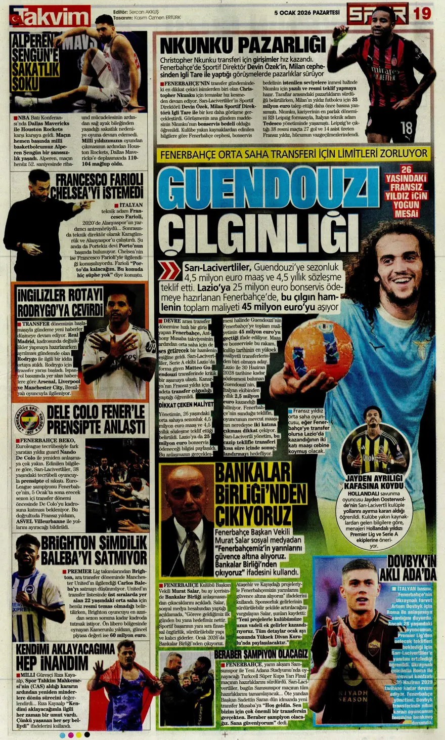 Futbola 'Süper' dönüş (5 Ocak 2026 spor manşetleri) 4