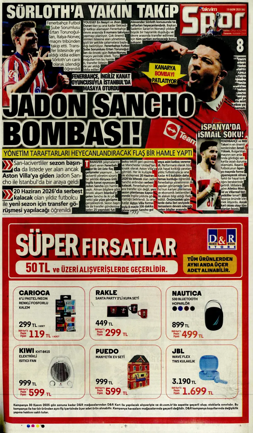 "Fenerbahçe'de Ocak operasyonu" (18 Kasım 2025 spor manşetleri) 35